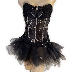 Burlesque Gothic Black Tutu Style Tulle Mini Skirt S-M